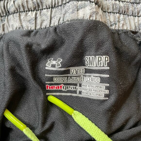Under Armour Heat Gear Gray/Black Lime Running Shorts S - Picture 3 of 4